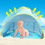 Tente de Plage Anti UV pour Bébé Enfant,Oummit Abri de Plage Pop-up Tente Pliable et Portable avec Protection du Soleil Parfait Pour Faire du Camping,Voyage sur Plage. (Bleu)