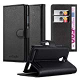 Coque Alcatel ONE Touch IDOL 2 MINI en NOIR DE JAIS de Cadorabo Etui de Protection Complète avec Rabat à Clapet et Stand Horizontal Pratique en Simili-Cuir – Poche Protective Folio Housse Portefeuille avec Fente pour Cartes et Fermoire Magnétique - Flip Case Cover Wallet