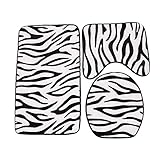 La Cabina 3 pcs Zebra d’impression pour abattant WC de salle de bain antidérapant Tapis de chambre à coucher