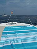 Fouta de Plage xxl MELODI 150x210 cm - Drap de Hammam Serviette de Plage extra grande 100% coton - Foutas design unique ZusenZomer (Vert océan Blanc)