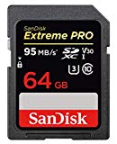 Carte Mémoire SDXC Sandisk Extreme Pro 64 Go jusqu'à 95 Mo/s, Classe 10, U3, V30
