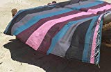 Fouta de Plage xxl CASABLANCA 190x200 cm - Grande Serviette de Hammam 100% Coton de Grande Qualité - Design Unique de ZusenZomer (Noir Rose Petrol)