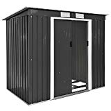 TecTake Abri de jardin en métal cabane à outils rangement | + fondation | diverses couleurs au choix et modèles (Type 4 | gris | no. 402569)