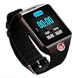 Smart Watch, écran Bluetooth montre-bracelet avec appareil photo / slot carte SIM / podomètre d'analyse / surveillance du sommeil pour Android ( Color : Black )