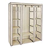 Songmics XXL Armoire de rangement Penderie dressing en tissu intissé 175 x 150 x 45 cm beige LSF03M
