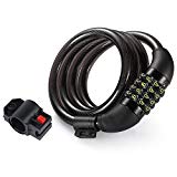 Cadenas de Vélo, Lypumso Câble de Sécurité Antivol Meilleure Combinaison Pour L'extérieur de Vélos, Avec 5 Chiffres Intelligente Code et Vélo Titulaire (Couleur Noir )