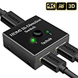 Commutateur HDMI, Techole Répartiteur HDMI Commutateur Bidirectionnel 2 Entrées vers 1 Sortie ou 1 Entrée vers 2 Sorties, Prend en Charge 3D 1080P 4 K, HDCP Passthrough-HDMI Switcher pour HDTV/Lecteur Blu-ray/DVD/DVR/Xbox etc
