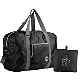 WANDF T302 Sac à bandoulière de voyage pliable Sac de sport Gym Nylon résistant à l'eau, Noir