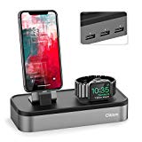 Oittm 5 en 1 Station pour Apple Watch et iPhone Compatible avec Apple Watch Series 3/Apple Watch Series 2/Apple Watch Series 1/Apple Watch Nike+ et iPhone X/iPhones 5 et Ultérieurs(Gris)