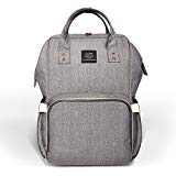 HEYI Sacs à Dos à Langer pour Bébé Sac de Voyage – avec Sacs Isolés, Tissu Imperméable, Grand Capacité Sac à Dos Conception et Sac à Main pour Mères et Soins des Bébés (Lin gris)