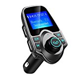 Transmetteur FM Bluetooth,VicTsing Kit de Voiture Sans Fil Mains-libres Adaptateur Radio avec Ecran d'affichage de 1,44 Pouces et Chargeur Voiture USB pour iPhone 7 7 Plus SE, Galaxy S7 S6, HUAWEI P9 P8, Xiaomi, Wiko, Sony Xperia, HTC, etc - Gris