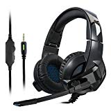 Casque Gaming, Cocopa Casque Gamer Filaire avec Micro pour PS4/PSP Xbox one PC Jeux Vidéo Anti Bruit Stéréo Basse Contrôle du Volume Microphone Intégré Réglable Pliant Noir