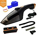 Aspirateur de Voiture - Quicklean 12V 106W Serviette Microfibre 40x60 Offert Aspirateur Véhicule à Main Multifonction Puissant - Aspirateur Nettoyeur Voiture avec Lampe LED Prise Allume Cigare