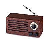 Enceinte Bluetooth Boisée, Aurtec True stéréo Bluetooth sans fil haut-parleurs 4.0 avec radio FM/AM, Accueil Enceintes audio Bluetooth extérieure avec super graves et caisson de basses, brun