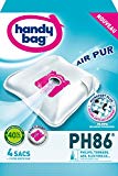 Handy Bag - PH86 - 4 Sacs Aspirateurs, pour Aspirateurs Philips, Electrolux, AEG et Tornado, Progress, Standard-Bag et Zanussi, Fermeture Hermétique, Filtre Anti-Allergène, Filtre Moteur