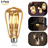 Edison Ampoule , Mixigoo Edison Lampe LED Vintage Ampoule Décorative E27 4W ST64 Antique Filament Rétro Lumière Blanc Chaud Pour Lampe Murale Lampe Suspendue Suspension - 6 Pack