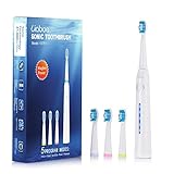 Liaboe Brosse a Dent Electrique Rechargeable, Sonique Brosse à Dents Électrique avec 5 Modes et 25 Jours de Brossage, IPX7 Imperméable, 4 Têtes de Brosse