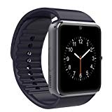 PADGENE Montre Connectée, Smartwatch Bluetooth avec Slot SIM Caméra Podomètre pour Android (Fonctions Complets) Samsung HTC LG SONY HUAWEI et iOS (PAS APP pour iPhone, Fonctions Partielles) (Noir)