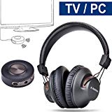 Avantree Casque audio Sans fil pour TV avec émetteur Bluetooth 3.5mm & RCA (PAS OPTIQUE), Pré-appairé, Faible Latence, Longue portée, Autonomie 40 Heures, Audio USB sur PC supporté, BT 4.2 - HT3189 [Garantie 2 ans]