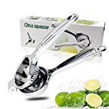 WisFox Presse-citron Manuel Extracteur de jus Presse-agrumes, Citron Orange Lime Squeezer Juicer en Acier Inoxydable Conception robuste pour Jus d'orange, de citron et d'autres fruits sans coque, Argent