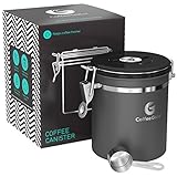 Coffee Gator Boîte à café hermétique - Boite étanche pour la conservation du cafe et de toutes ses saveurs, Acier inoxydable - Avec Cadran Dateur et Cuillère Doseuse Offerte