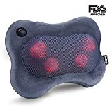 Naipo Coussin de Massage Shiatsu Coussin Massent Masseur avec Fonction Chauffante pour Cou Nuque Dos Lombaire Mollets Bureau Domicile Voiture Version Classique Housse Douce en Velours