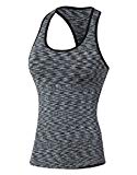 ZKOO Femme Débardeur de Compression Sans Manches T-shirt de Sport Dos Nageur Pour Running Fitness Noir S