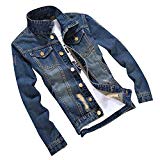 Veste en Jean pour Homme Casual Denim Jacket Slim Fit Outwear Tops Mince Blouson 2206 XL