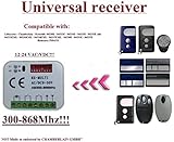 Universel Rolling Code 2-canale 433 Mhz-868Mhz récepteur. Rolling/fixed code Récepteur 12 – 24 VAC/DC. Compatible avec Chamberlain Liftmaster//MOTORLIFT/HOMENTRY 94330E/94333E/94334E/94335E/94335E-OLD/84330EML/84333EML/84334EML/94335EML/84330E/84333E/84334E/PS94331 Télécommande Télécommande