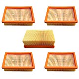 Le 5 x Aspirateur Filtre à plis plat pour aspirateur aspirateur robot multifonctions Kärcher MV4, MV5, MV6, WD4, wd5, wd6 Filtre plissé plat remplace 2.863–005.0