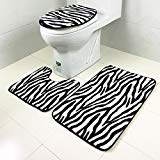 Zebra Imprimé Tapis pour abattant WC Tapis de sol Tapis de salle de bain Tapis (3 Pièces/Lot)