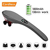 FITFIRST Masseur Electrique Appareil de Massage Electrique sans Fil Rechargeable Masseur de Percussion Portable Avec 6 têtes de massage pour Epaule Cou Tête Nuque Dos Jambes Pieds LY631