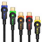 Volutz Câble USB C/Type C vers prise USB à recharge rapide (lot de 5) plaqué or et en nylon tressé (3m + 2m + 2x1m + 30cm) pour Samsung Galaxy S8/Plus, Nexus 5X/6P, Nintendo Switch et plus