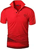 jeansian Homme de Sport Outdoor Manches Courtes Polos Quick Dry Men Casual Wicking Breathable Running Short Sleeved Fitness Polo T-Shirt Tops LSL195 Red S(M)