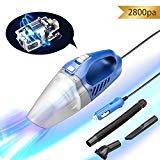 Ezfull Aspirateur de Voiture 2800Pa Puissant Humide & Sec Aspirateur pour Voiture à Main 5M (Bleu)
