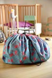 Tapis de Jeu Rangement Sac Pour Jouets Tapis de Sol Pour Enfant Stockage Rapide Facile Nettoyage Tapis en Tissu d'Oxford Extérieur Maison/Outdoor Organisateur de Jouet (140cm, flamingo)
