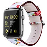 Bracelet Apple Watch 38mm, TankerStreet Bracelet iWatch 38mm PU Cuir Impression de Fleurs, Apple Watch Band Replacement pour Femme Beauté Orientale