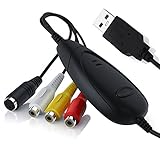Easy-Link Enregistreur Convertisseur de Vidéo Audio, Carte de Capture Vidéo USB 2.0 Câble de Transfert S-Vidéo / RGB à USB pour Windows / VHS vers DVD / VHS Enregistreur