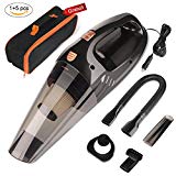YOHOOLYO Aspirateur de Voiture Puissant et Portable à Main de 12V 106W Humide et Sec Multifonction du Système HEPA avec 5M Câble, Tuyau, Brosse, Filtre et Collecteur Transparent