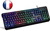 KLIM Chroma Clavier Gamer AZERTY FRANÇAIS Filaire USB - Haute Performance - [ Version 2018 ] Éclairé chromatique Gaming Noir RGB PC Windows, Mac