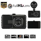 Dash Cam Caméras de voiture avec Enregistreur Dashcam 1080p Dashboard Caméras Dash Caméra pour Voitures 3.0 pouces LCD, G-Sense, WDR, Enregistrement en boucle, Détection de mouvement, Surveillance de stationnement