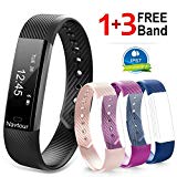 Bracelet Connecté, Montre Connectée Etanche plus 3 Couleurs Bracelets de Rechange pour Femme Homme Adolescent, Podomètre, Tracker d'Activités et Sommeil, Notification Appel et SMS- iOS et Android