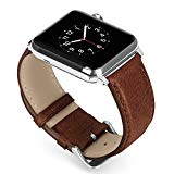 Benuo Apple Watch 42mm Bracelet en Cuir Véritable Bracelet de Remplacement pour Apple Watch 42mm Series 3 / Apple Watch 42mm Series 2 / Apple Watch 42mm Series 1 / Apple Watch 42mm Nike + (Brun Foncé)
