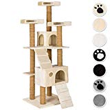 TecTake Arbre à Chat Griffoir corde de coco 169 cm | 2 Grottes | 3 Plateformes - diverses couleurs au choix - (beige | No. 402190)