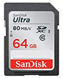 SanDisk - Carte Mémoire SDXC 64 Go SanDisk Ultra jusqu'à 80 Mo/s, Classe 10