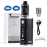 E Cigarette, YumaPuff Hibou Boîte 80W Vape Kit, Batterie Mod Modulaire 2600mAh Rechargeable, OLED E Cig avec la fonction de mode de VW, réservoir d'atomiseur Sub-Ohm de 0.3ohm / 2.0ml, stylo de Vape, aucun liquide e, Nicotine libre (noir)