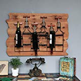 Porte MAZHONG Étagère à vin en fer à repasser en bois Creative Bar