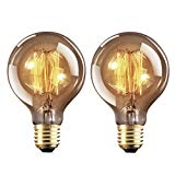 Ampoule Edison E27 Dimmable Vintage Lampe Edison Antique Filament Rétro Lumière Globe G80 Blanc Chaud 220-240V - 2 Pack
