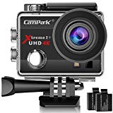 Campark ACT74 Caméra Sport 4K/1080P WiFi 16MP Ultra HD Caméra d'Action Etanche 30M, 170 °Grand-Angle, 2 pouces LCD, avec 2 Batterie et inclut des Kits Complets d'Accessoires