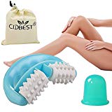 Roller Minceur,Massage brosse,Cellulite Brosse CIDBEST Anti Cellulite et Minceur du Corps Brosse,Rouleau de Massage, Anti peau d'orange Masseur Ventouse anticellulite Traitement amincissant efficace sur les jambes, le ventre, hanches, fesses et bras + Silicone Ventouse anticellulite - Roller bleu et Cup vert